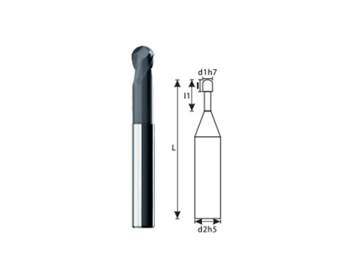 KHC-KHPM series 2-blade tungsten steel ball end milling cutter