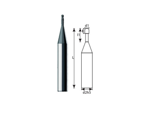 KHC-KHPM series 2-blade tungsten steel long neck ball end milling cutter