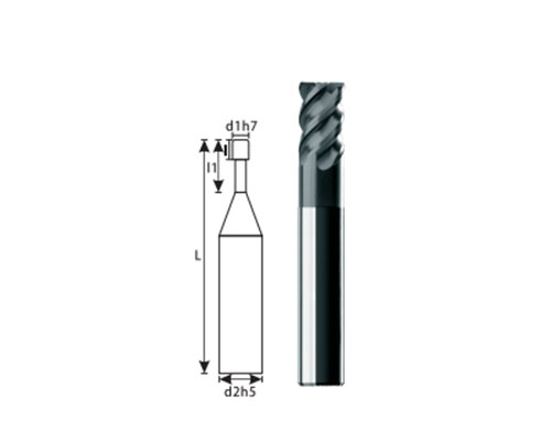 KHC-KHPM series 4-blade tungsten steel flat bottom milling cutter