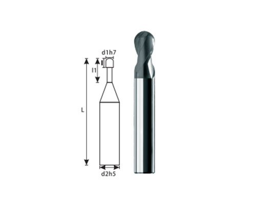 KHC-KHSM series 2-blade tungsten steel ball end milling cutter